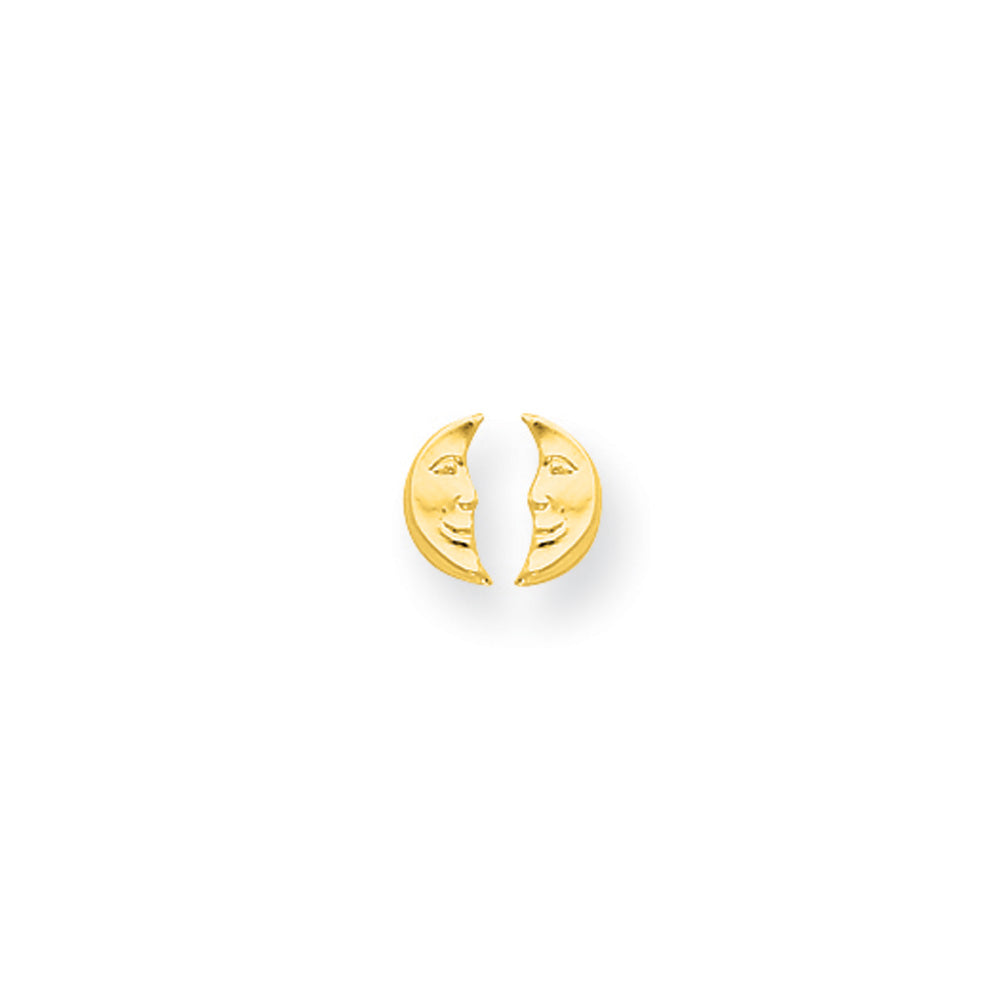Kids Crescent Moon Face Screw Back Post Earrings in 14k Yellow Gold, Item E10226 by The Black Bow Jewelry Co.