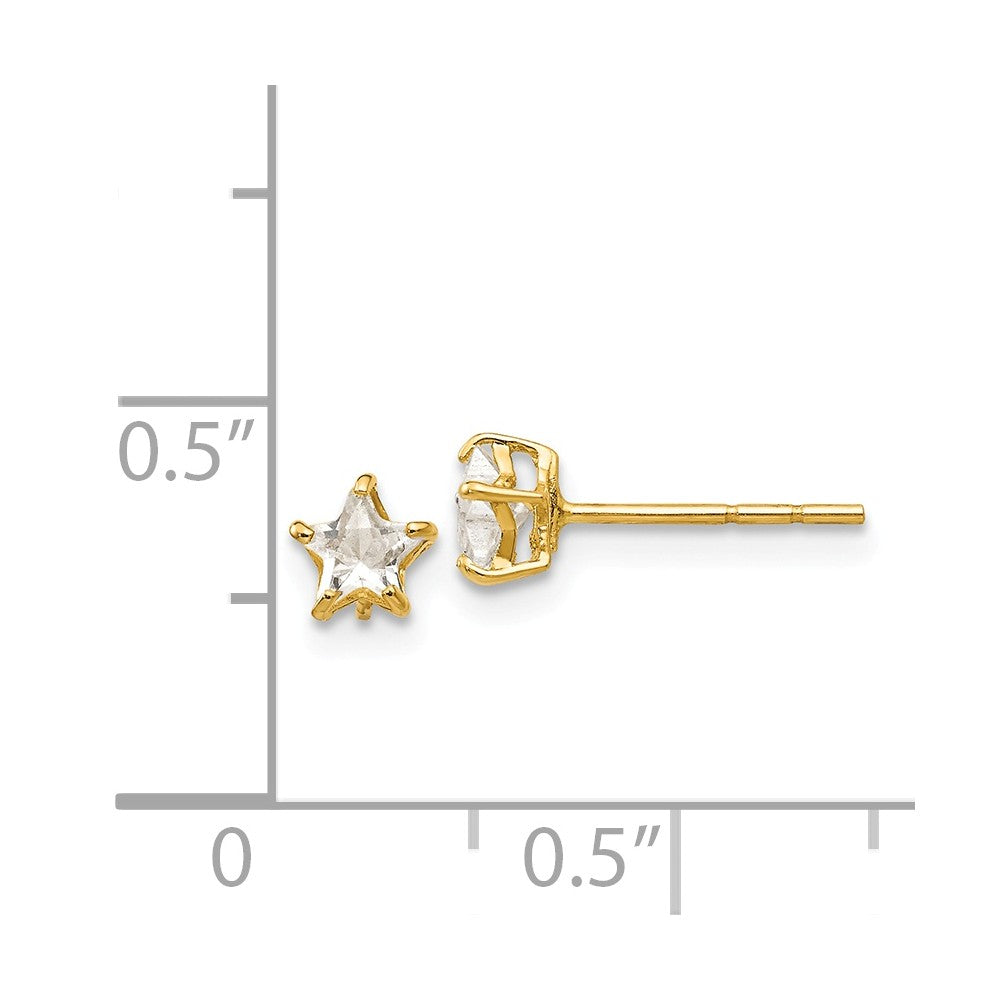 Alternate view of the Kids 4mm Cubic Zirconia Star Shaped Stud Earrings in 14k Gold by The Black Bow Jewelry Co.