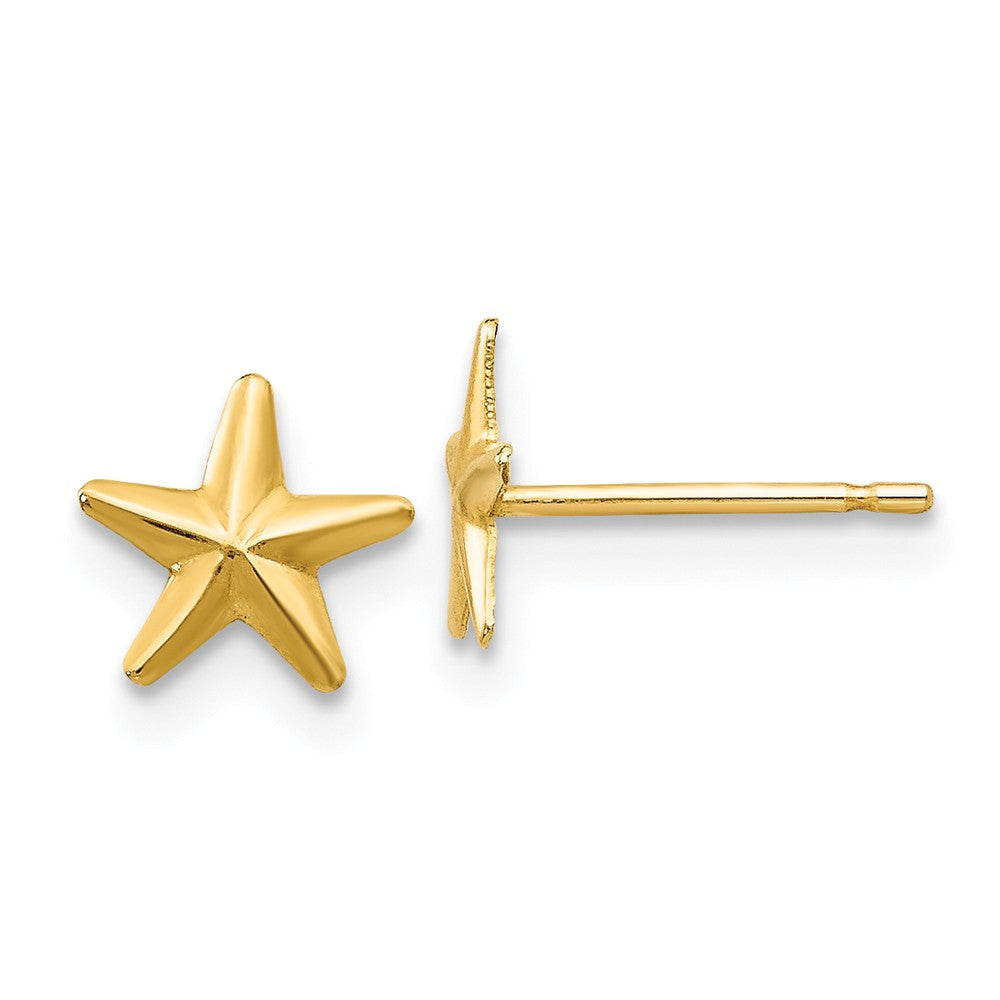 6mm Polished Nautical Star Post Earrings in 14k Yellow Gold, Item E10237 by The Black Bow Jewelry Co.
