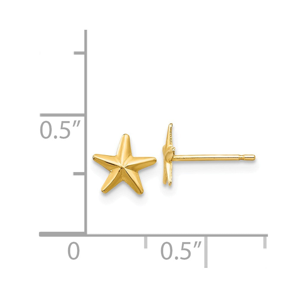 Alternate view of the 6mm Polished Nautical Star Post Earrings in 14k Yellow Gold by The Black Bow Jewelry Co.