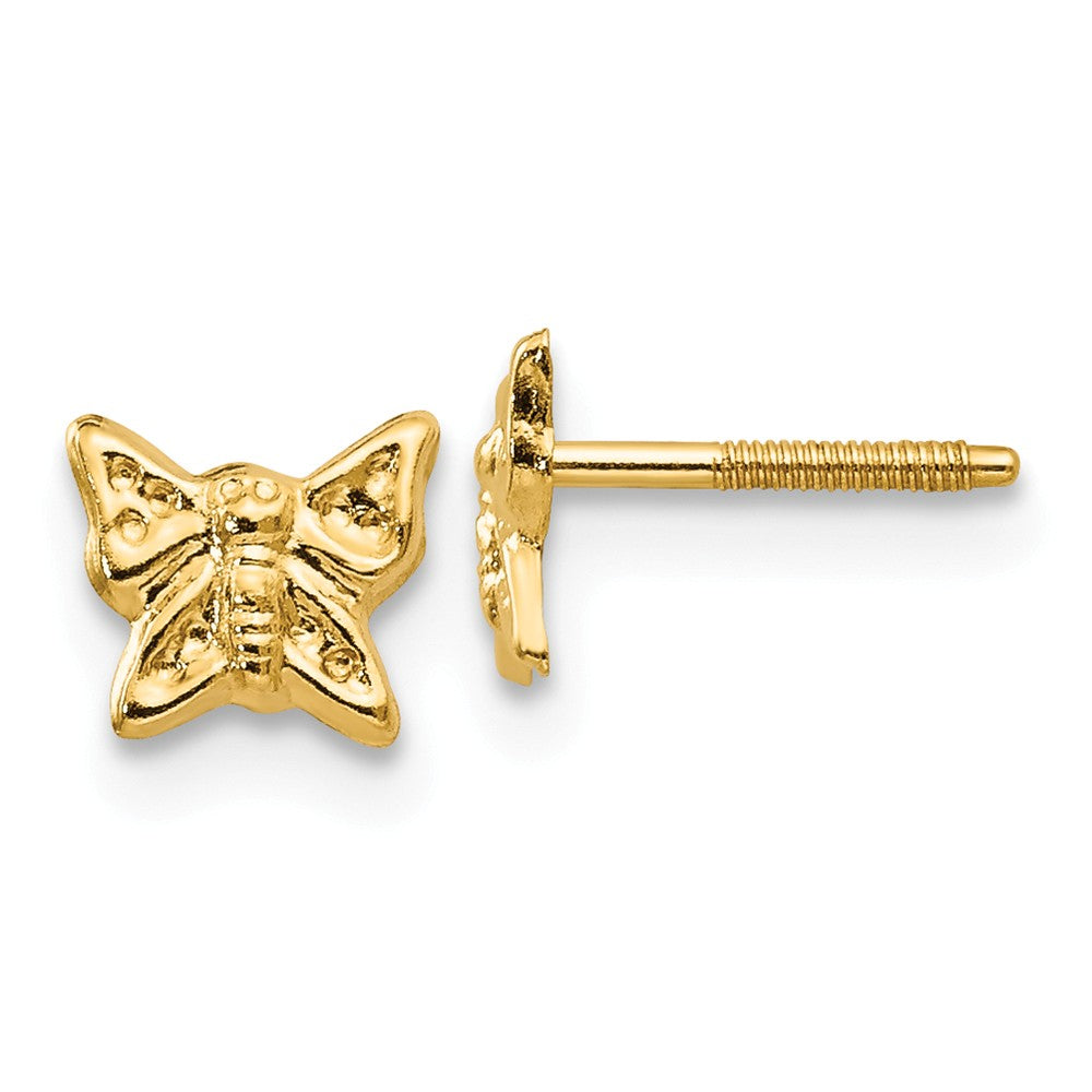 Kids 5mm Butterfly Screw Back Earrings in 14k Yellow Gold, Item E10265 by The Black Bow Jewelry Co.