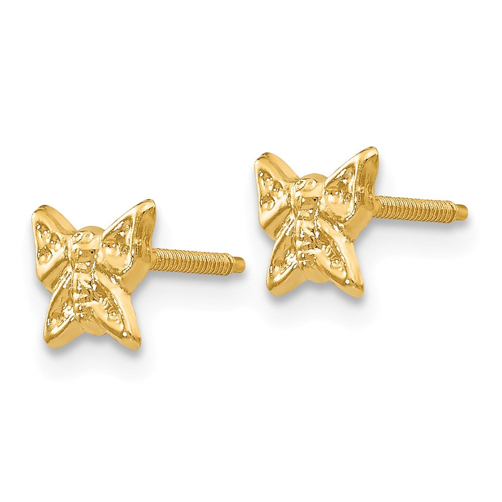 Alternate view of the Kids 5mm Butterfly Screw Back Earrings in 14k Yellow Gold by The Black Bow Jewelry Co.