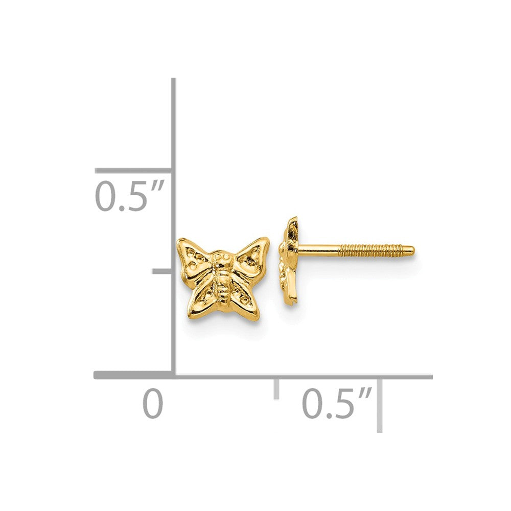 Alternate view of the Kids 5mm Butterfly Screw Back Earrings in 14k Yellow Gold by The Black Bow Jewelry Co.