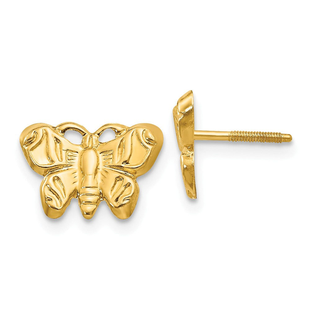 Kids 10mm Butterfly Screw Back Earrings in 14k Yellow Gold, Item E10266 by The Black Bow Jewelry Co.