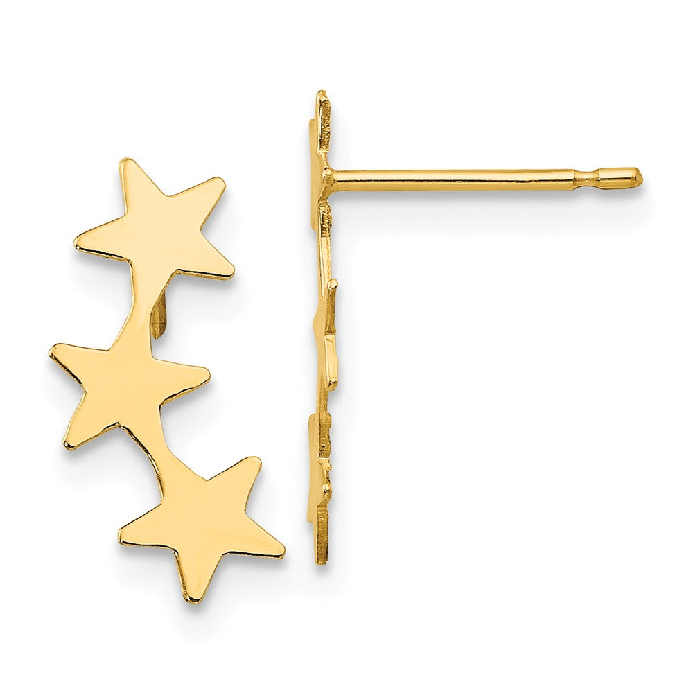 Polished Three Star Post Earrings in 14k Yellow Gold, Item E10279 by The Black Bow Jewelry Co.