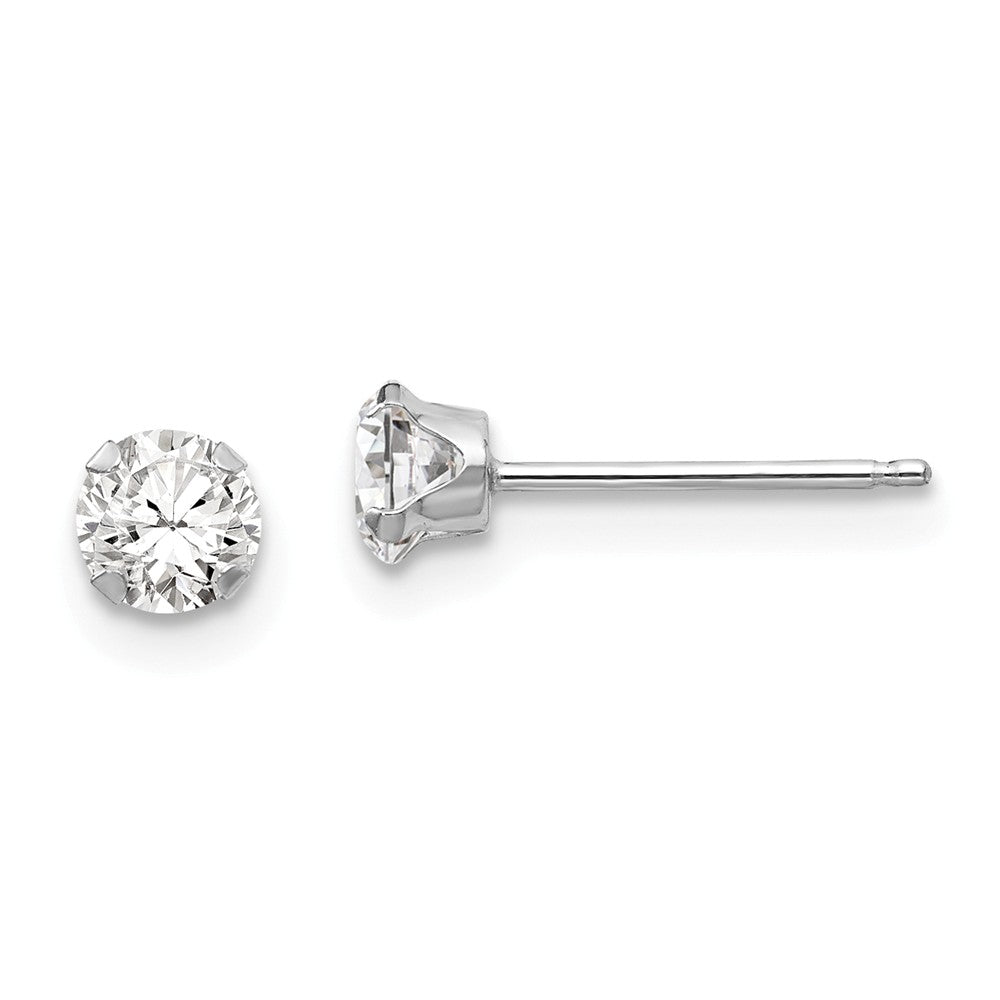 4mm Round Cubic Zirconia Stud Earrings in 14k White Gold, Item E10316 by The Black Bow Jewelry Co.