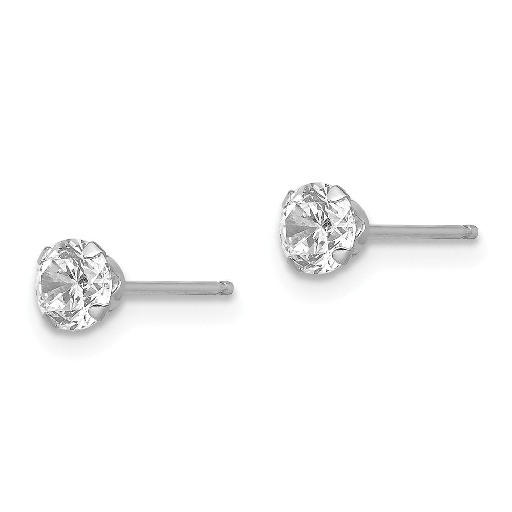 Alternate view of the 4mm Round Cubic Zirconia Stud Earrings in 14k White Gold by The Black Bow Jewelry Co.