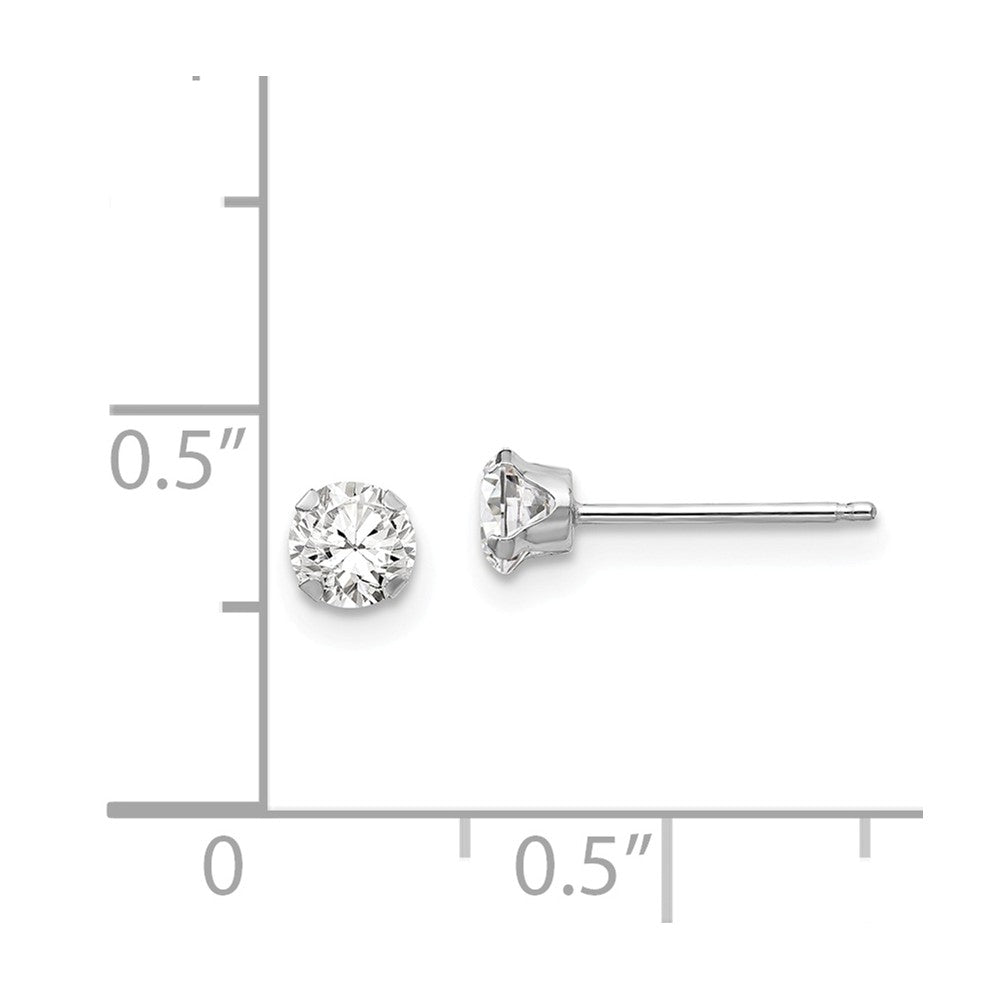 Alternate view of the 4mm Round Cubic Zirconia Stud Earrings in 14k White Gold by The Black Bow Jewelry Co.
