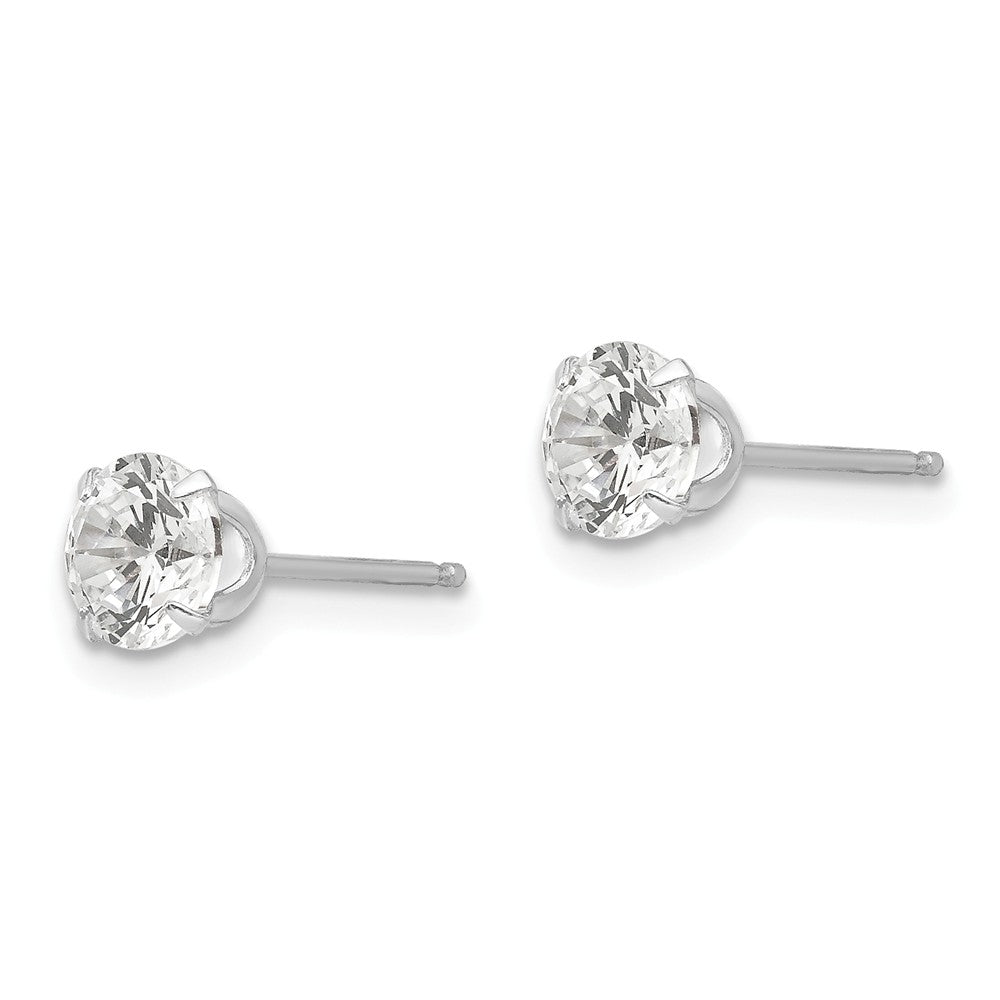 Alternate view of the 5.25mm Round Cubic Zirconia Stud Earrings in 14k White Gold by The Black Bow Jewelry Co.