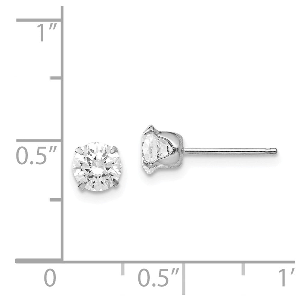 Alternate view of the 5.25mm Round Cubic Zirconia Stud Earrings in 14k White Gold by The Black Bow Jewelry Co.