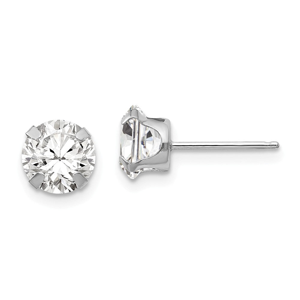 6.5mm Round Cubic Zirconia Stud Earrings in 14k White Gold, Item E10318 by The Black Bow Jewelry Co.
