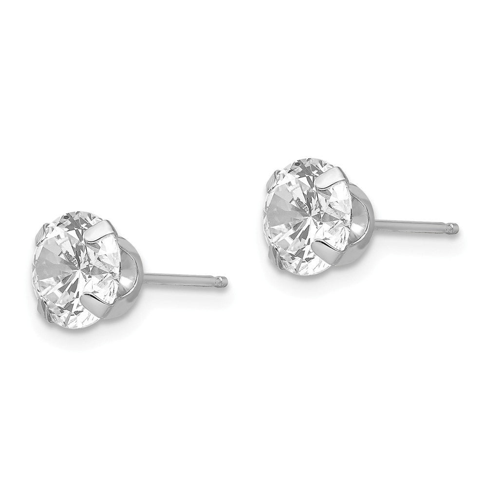 Alternate view of the 6.5mm Round Cubic Zirconia Stud Earrings in 14k White Gold by The Black Bow Jewelry Co.
