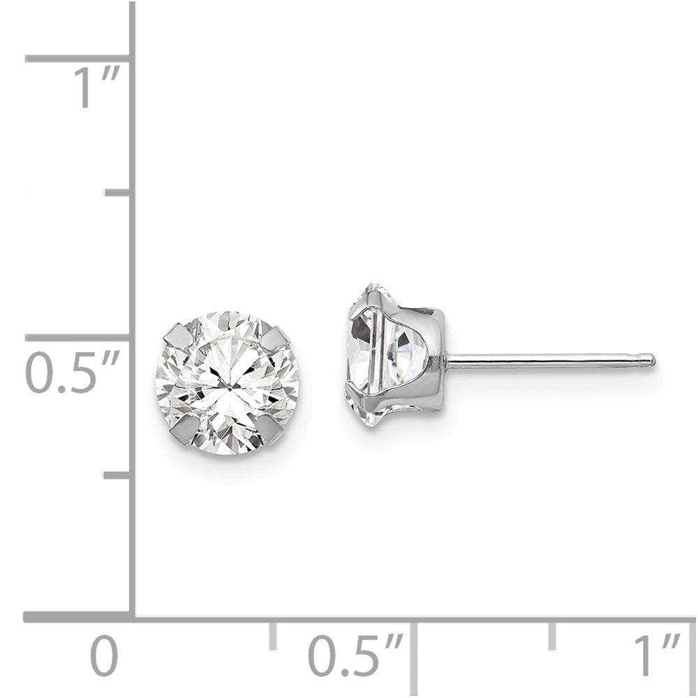 Alternate view of the 6.5mm Round Cubic Zirconia Stud Earrings in 14k White Gold by The Black Bow Jewelry Co.