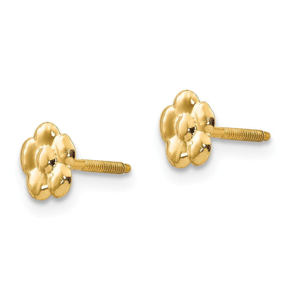Alternate view of the Kids 6mm Polished Flower Post Earrings in 14k Yellow Gold by The Black Bow Jewelry Co.