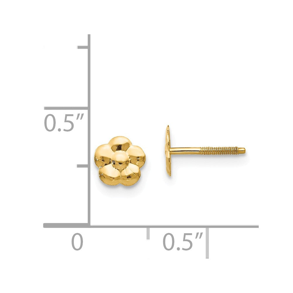 Alternate view of the Kids 6mm Polished Flower Post Earrings in 14k Yellow Gold by The Black Bow Jewelry Co.