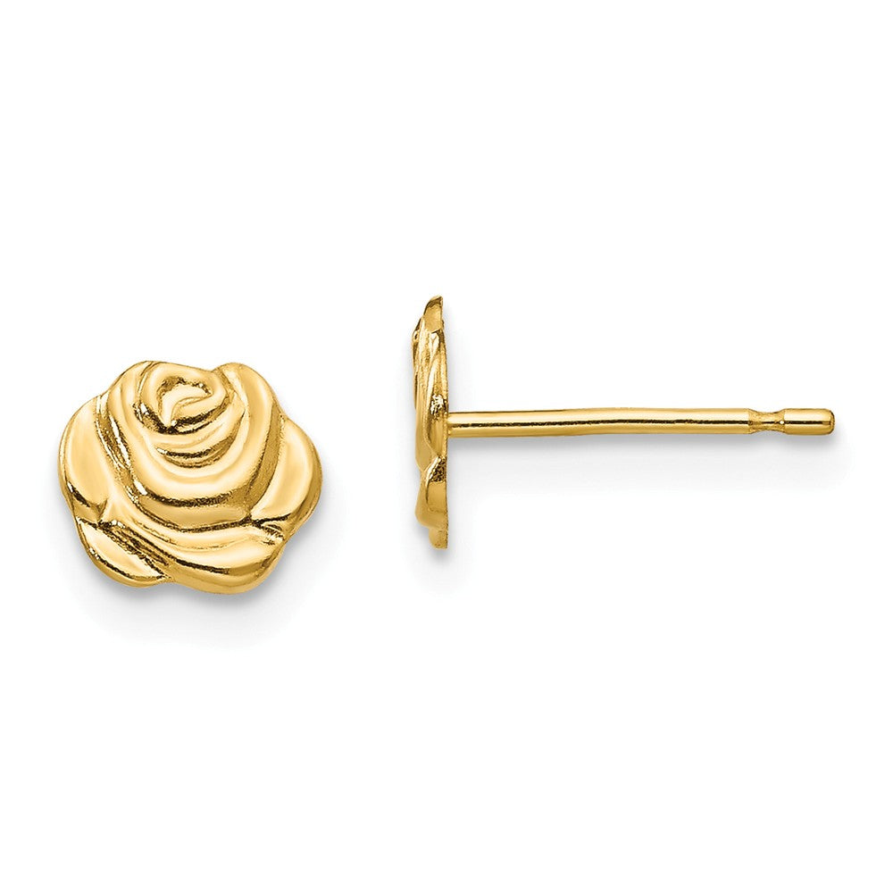 Kids 6mm Rose Bud Post Earrings in 14k Yellow Gold, Item E10349 by The Black Bow Jewelry Co.