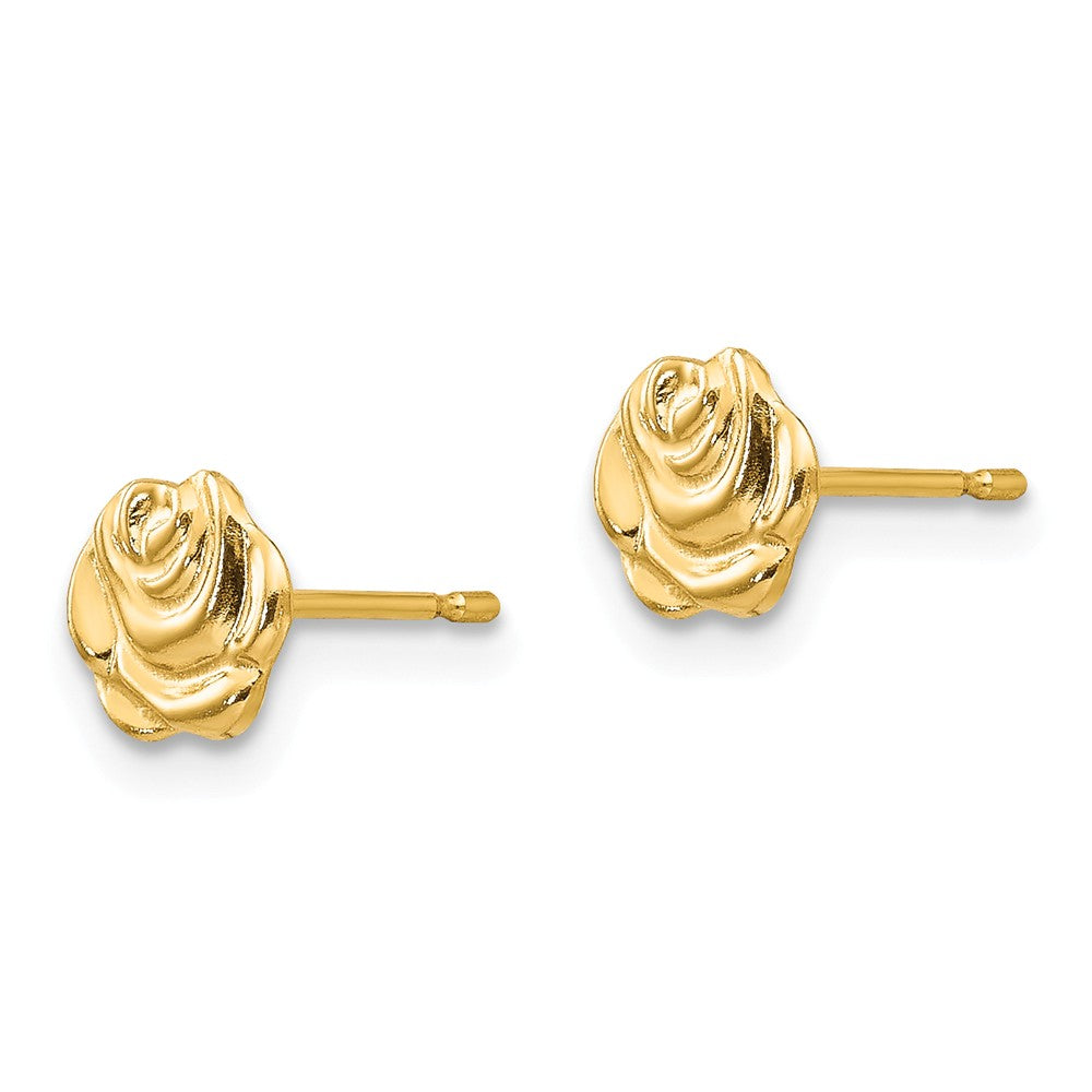 Alternate view of the Kids 6mm Rose Bud Post Earrings in 14k Yellow Gold by The Black Bow Jewelry Co.