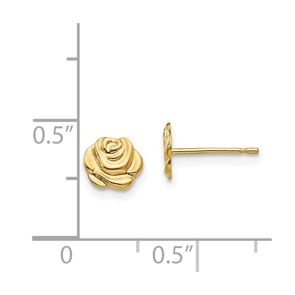 Alternate view of the Kids 6mm Rose Bud Post Earrings in 14k Yellow Gold by The Black Bow Jewelry Co.