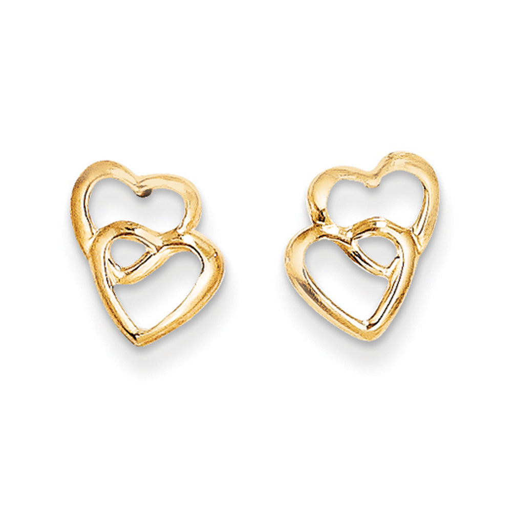 Kids Polished Open Hearts Post Earrings in 14k Yellow Gold, Item E10410 by The Black Bow Jewelry Co.