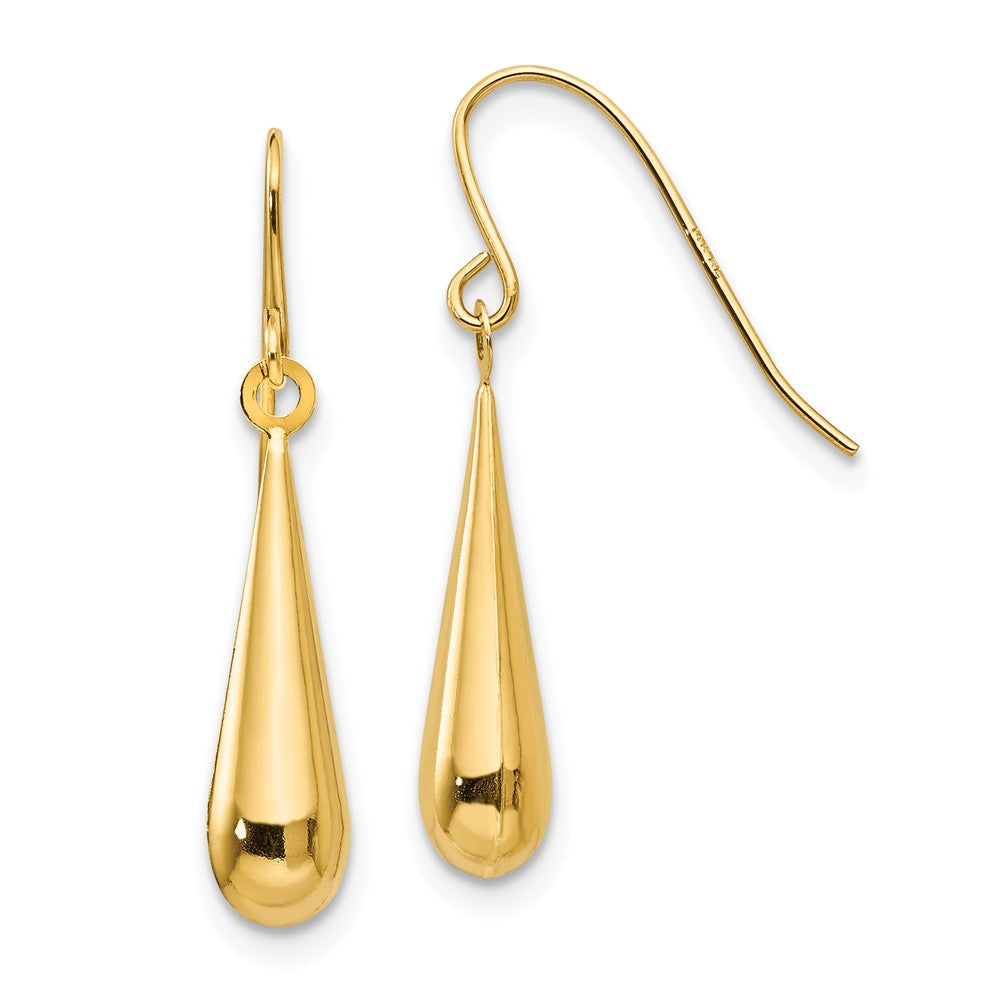 3-D Teardrop Dangle Earrings in 14k Yellow Gold, Item E10433 by The Black Bow Jewelry Co.