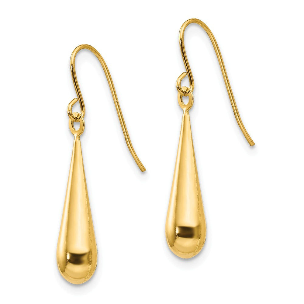 Alternate view of the 3-D Teardrop Dangle Earrings in 14k Yellow Gold by The Black Bow Jewelry Co.