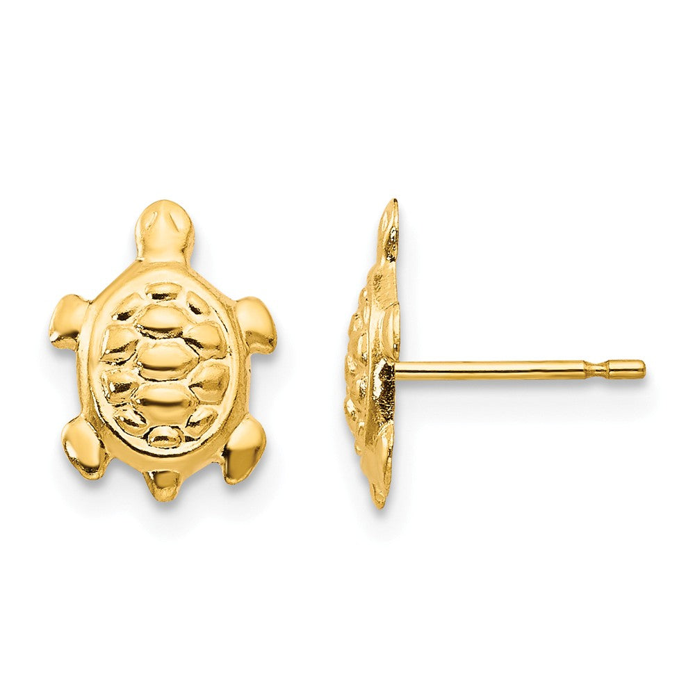 Kids Turtle Post Earrings in 14k Yellow Gold, Item E10435 by The Black Bow Jewelry Co.