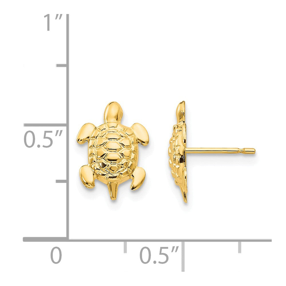 Alternate view of the Kids 14k Yellow Gold Sea Turtle Post Earrings, 8 x 11mm by The Black Bow Jewelry Co.