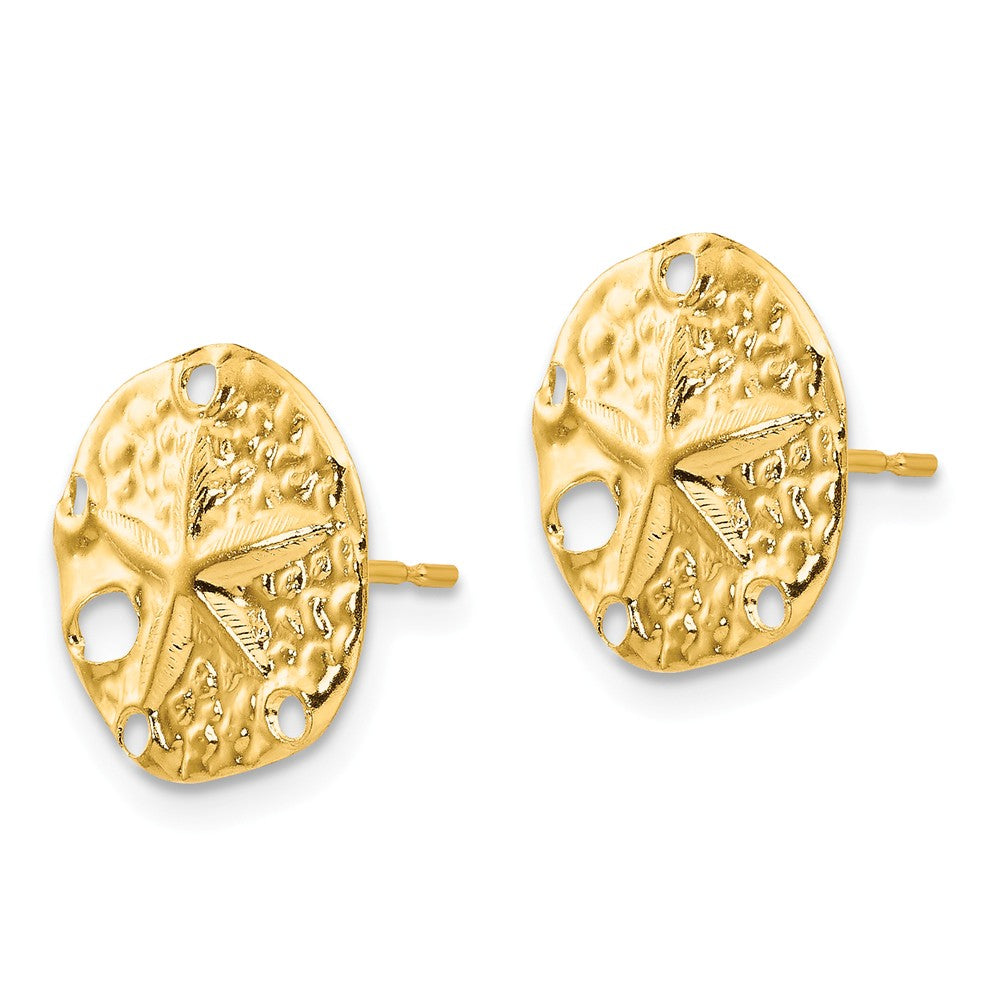 Alternate view of the 11mm Sand Dollar Post Earrings in 14k Yellow Gold by The Black Bow Jewelry Co.