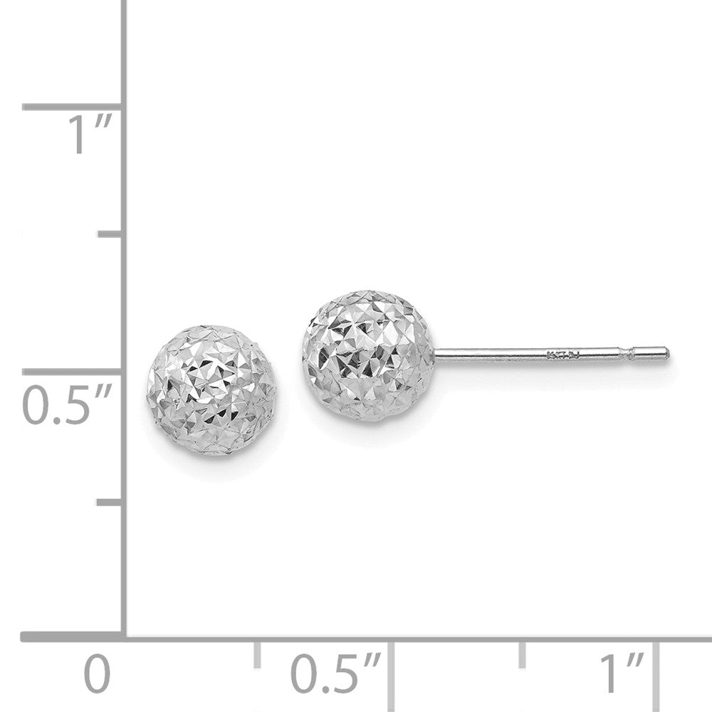 Alternate view of the 6mm Diamond Cut Ball Post Earrings in 14k White Gold by The Black Bow Jewelry Co.