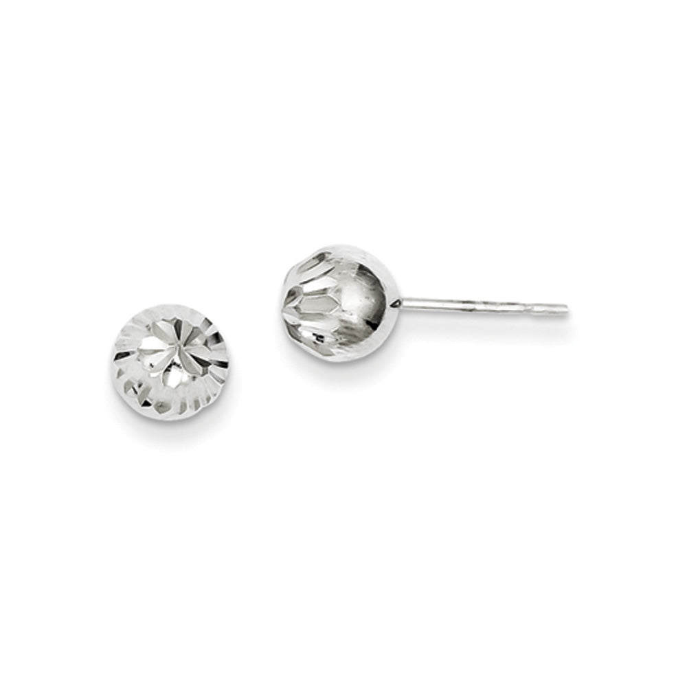 7mm Diamond Cut Ball Post Earrings in Sterling Silver, Item E10467 by The Black Bow Jewelry Co.