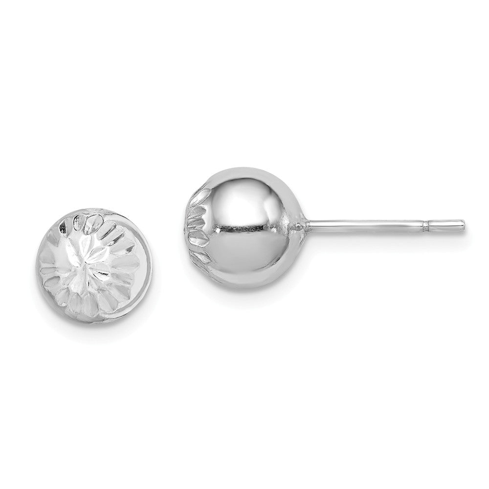 8mm Diamond Cut Ball Post Earrings in Sterling Silver, Item E10468 by The Black Bow Jewelry Co.