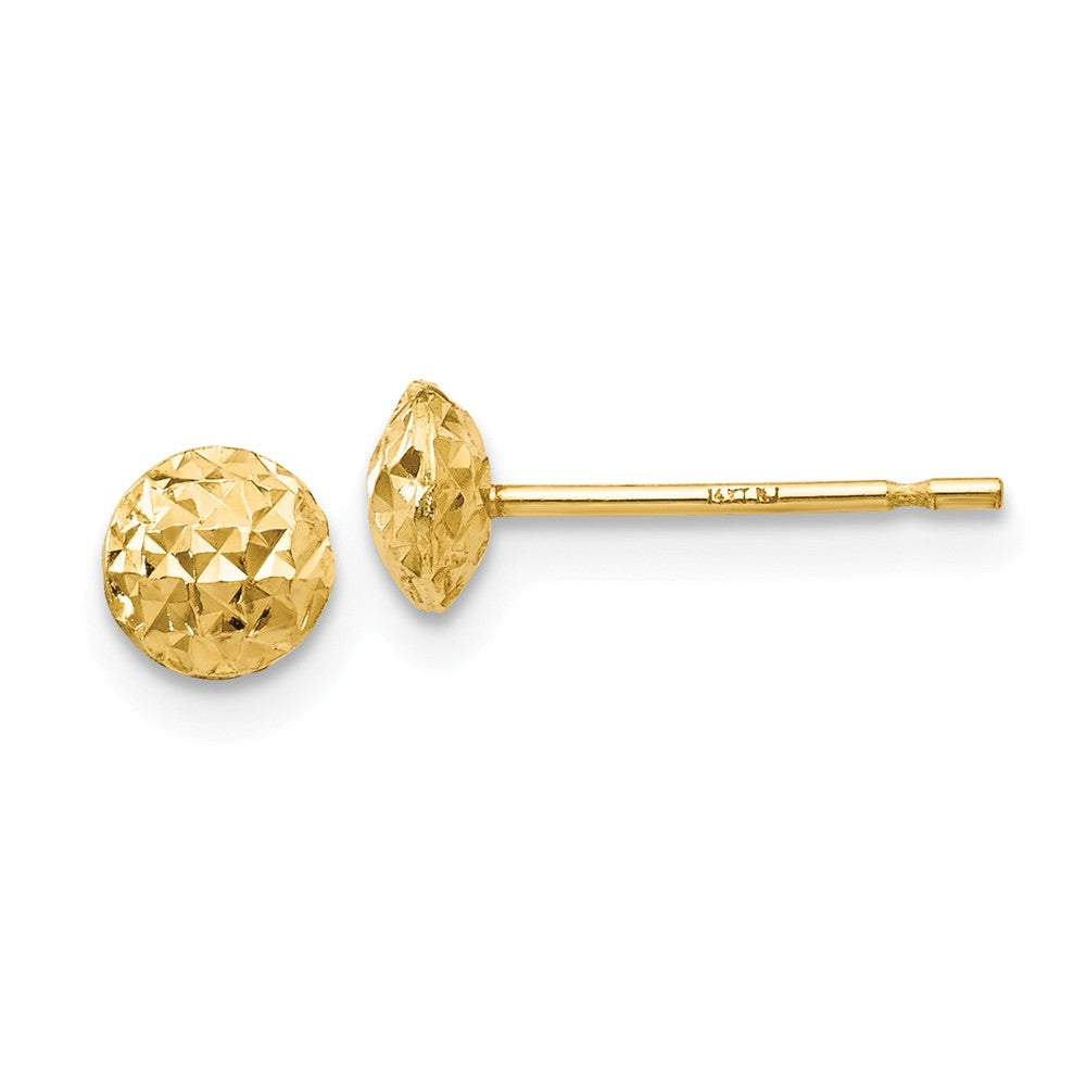 5mm Diamond Cut Puffed Circle Post Earrings in 14k Yellow Gold, Item E10471 by The Black Bow Jewelry Co.