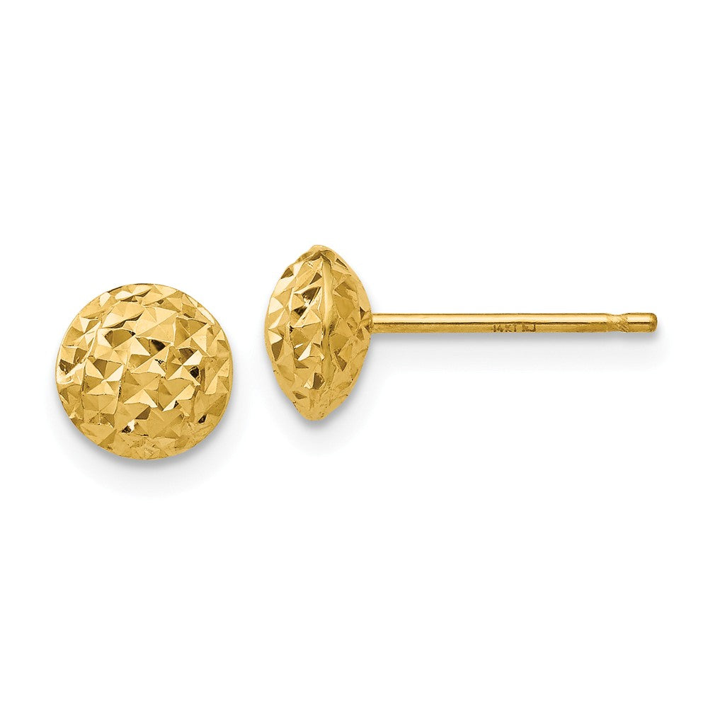 6mm Diamond Cut Puffed Circle Post Earrings in 14k Yellow Gold, Item E10473 by The Black Bow Jewelry Co.