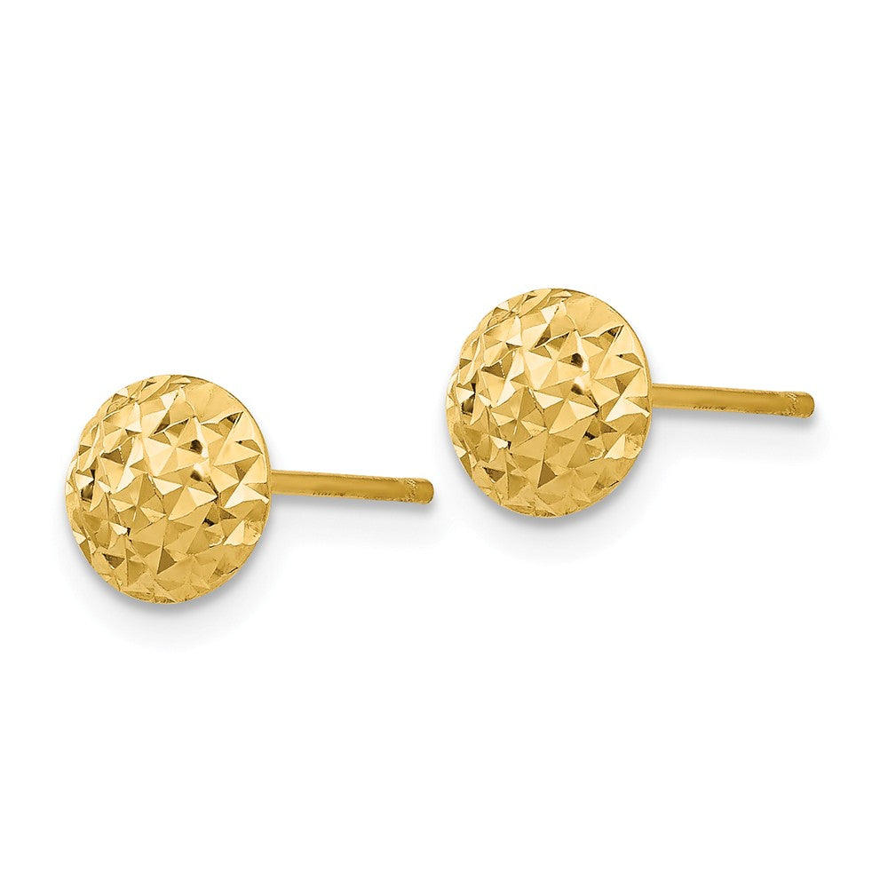 Alternate view of the 6mm Diamond Cut Puffed Circle Post Earrings in 14k Yellow Gold by The Black Bow Jewelry Co.