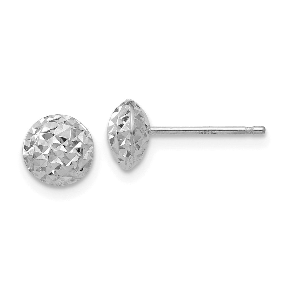 6mm Diamond Cut Puffed Circle Post Earrings in 14k White Gold, Item E10474 by The Black Bow Jewelry Co.