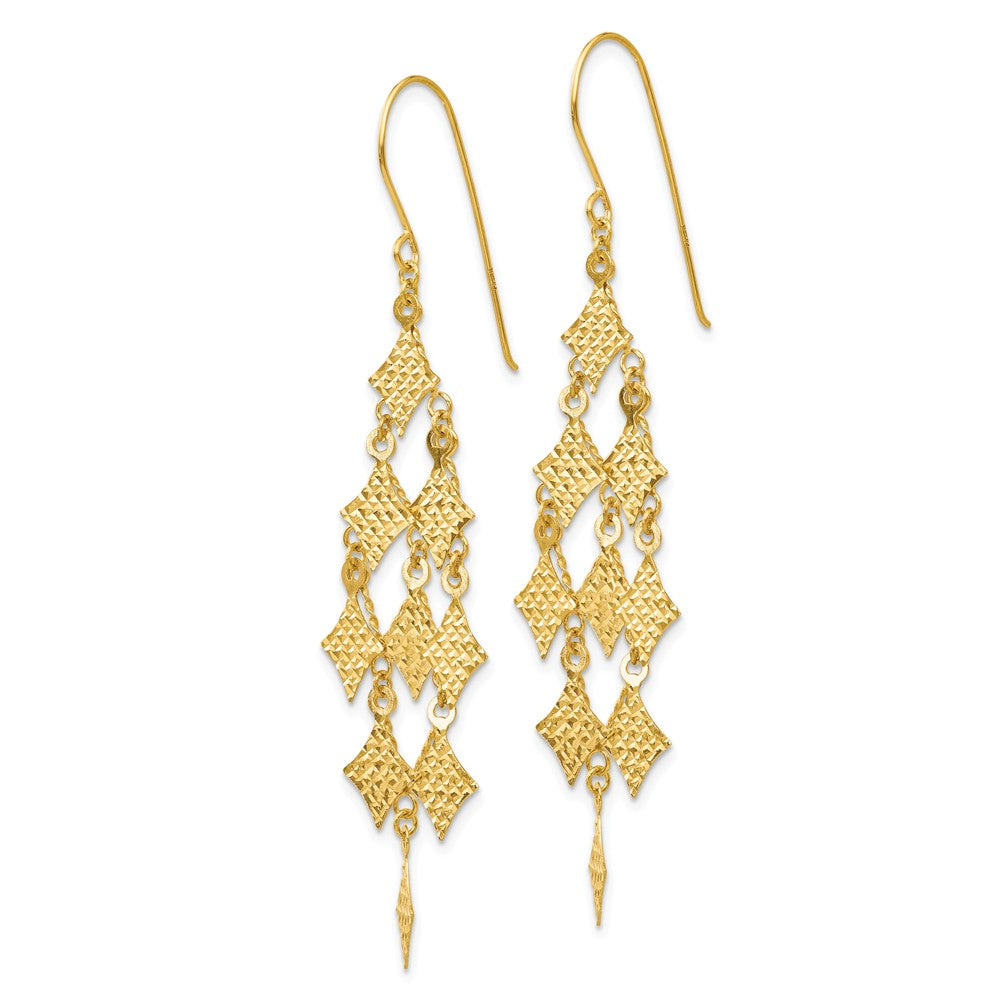 Alternate view of the Diamond Cut Rhombus Chandelier Earrings in 14k Yellow Gold by The Black Bow Jewelry Co.