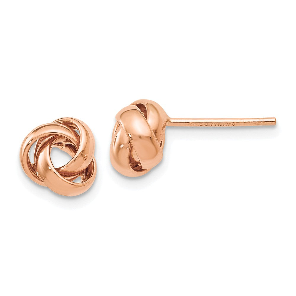 7mm Polished Love Knot Post Earrings in 14k Rose Gold, Item E10493 by The Black Bow Jewelry Co.