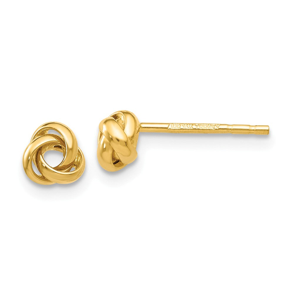 5mm Polished Love Knot Earrings in 14k Yellow Gold, Item E10495 by The Black Bow Jewelry Co.