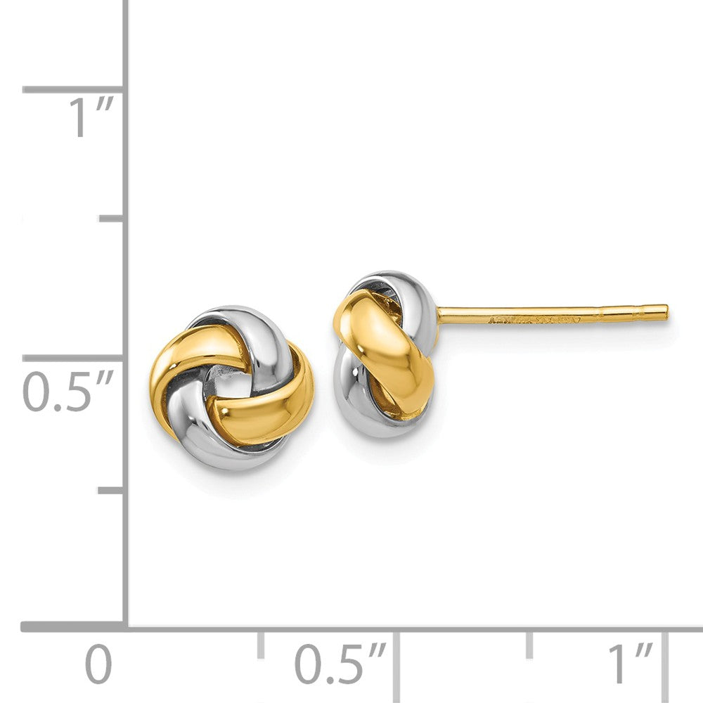 Alternate view of the 8mm Polished Love Knot Earrings in 14k Two Tone Gold by The Black Bow Jewelry Co.