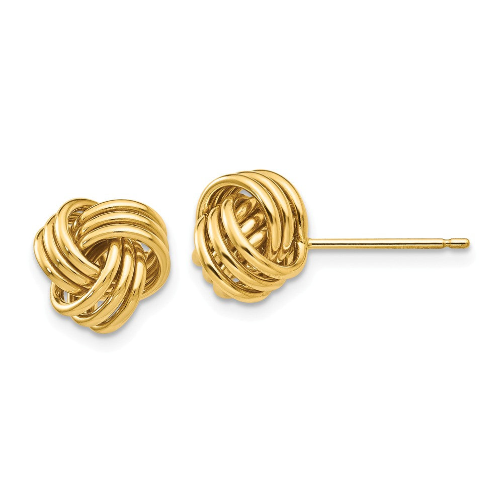 8mm Ridged Love Knot Earrings in 14k Yellow Gold, Item E10501 by The Black Bow Jewelry Co.