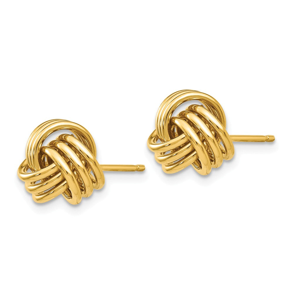 Alternate view of the 8mm Ridged Love Knot Earrings in 14k Yellow Gold by The Black Bow Jewelry Co.