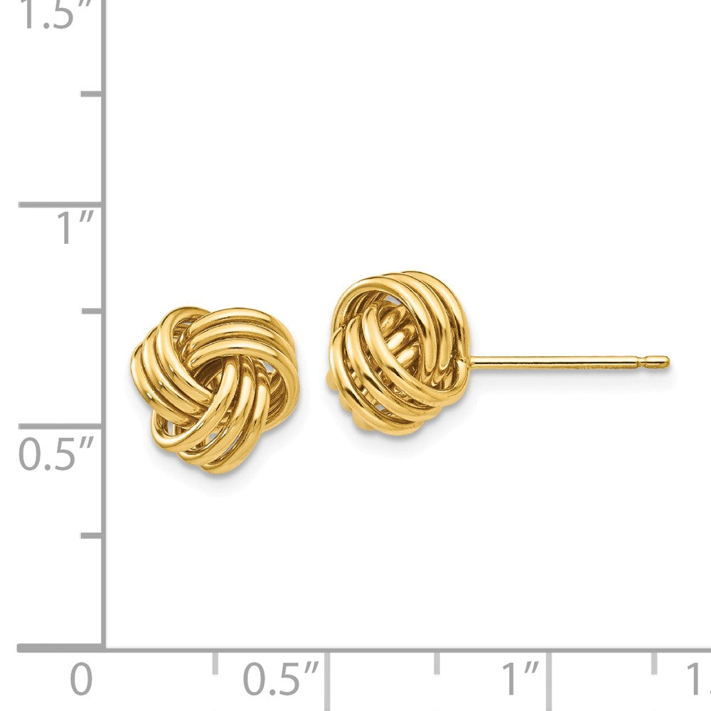 Alternate view of the 8mm Ridged Love Knot Earrings in 14k Yellow Gold by The Black Bow Jewelry Co.