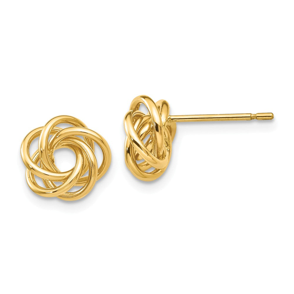 12mm Love Knot Post Earrings in 14k Yellow Gold, Item E10509 by The Black Bow Jewelry Co.