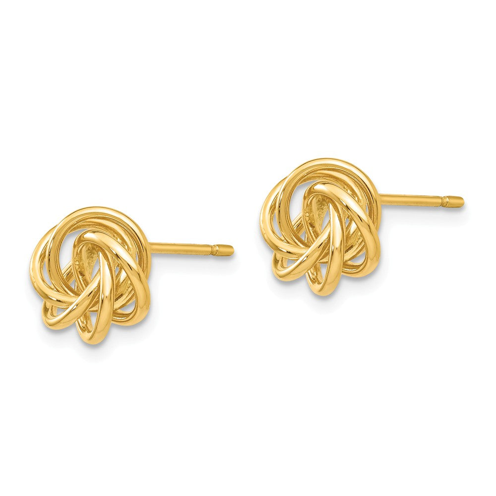 Alternate view of the 12mm Love Knot Post Earrings in 14k Yellow Gold by The Black Bow Jewelry Co.