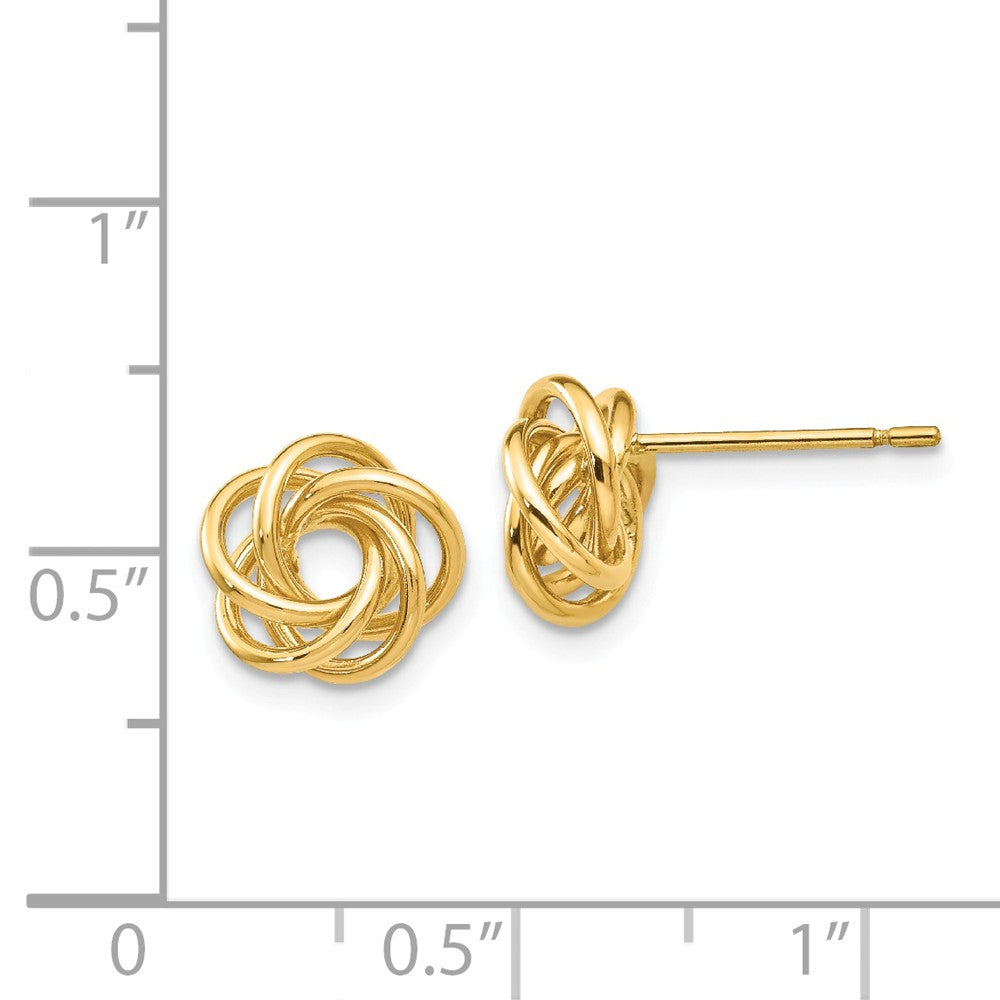 Alternate view of the 12mm Love Knot Post Earrings in 14k Yellow Gold by The Black Bow Jewelry Co.