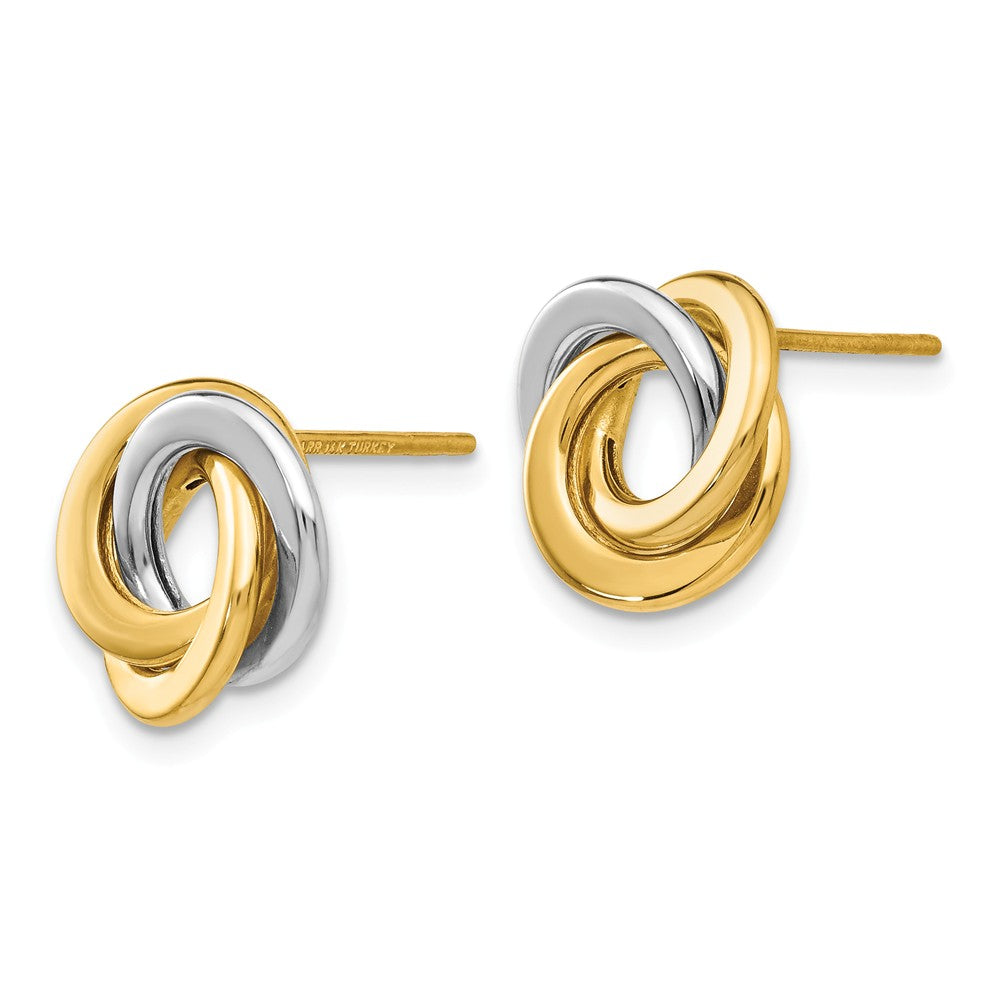 Alternate view of the 11mm Two Tone Love Knots Post Earrings in 14k Gold by The Black Bow Jewelry Co.