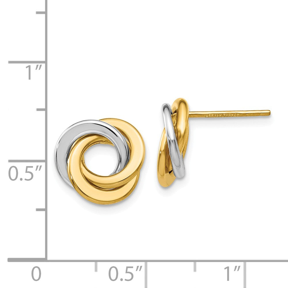 Alternate view of the 11mm Two Tone Love Knots Post Earrings in 14k Gold by The Black Bow Jewelry Co.