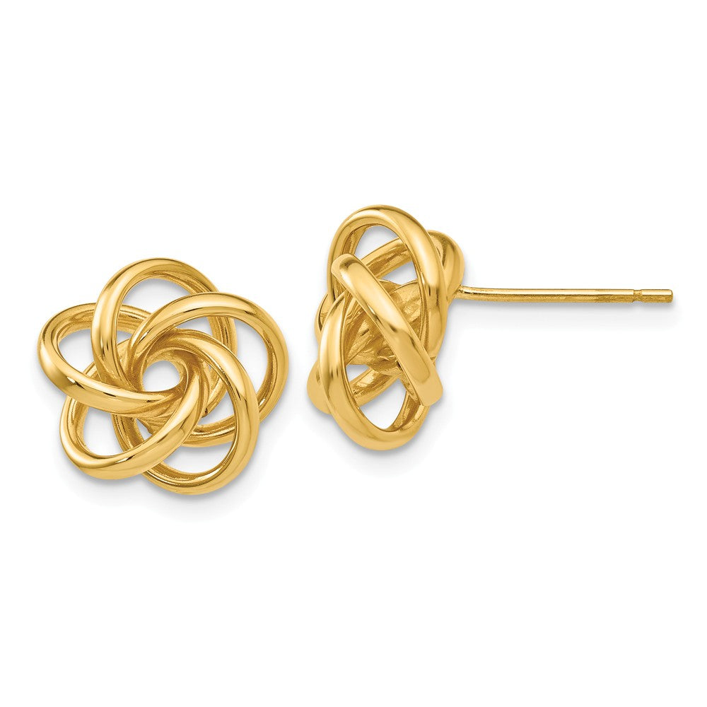 12mm Polished Love Knot Post Earrings in 14k Yellow Gold, Item E10514 by The Black Bow Jewelry Co.