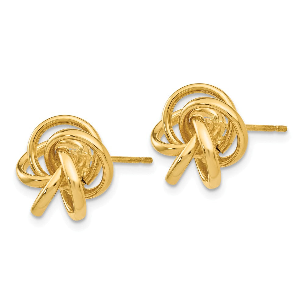 Alternate view of the 12mm Polished Love Knot Post Earrings in 14k Yellow Gold by The Black Bow Jewelry Co.