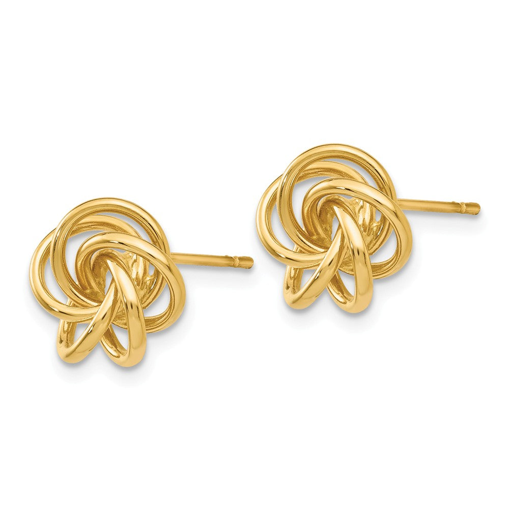 Alternate view of the 10mm Polished Love Knot Post Earrings in 14k Yellow Gold by The Black Bow Jewelry Co.